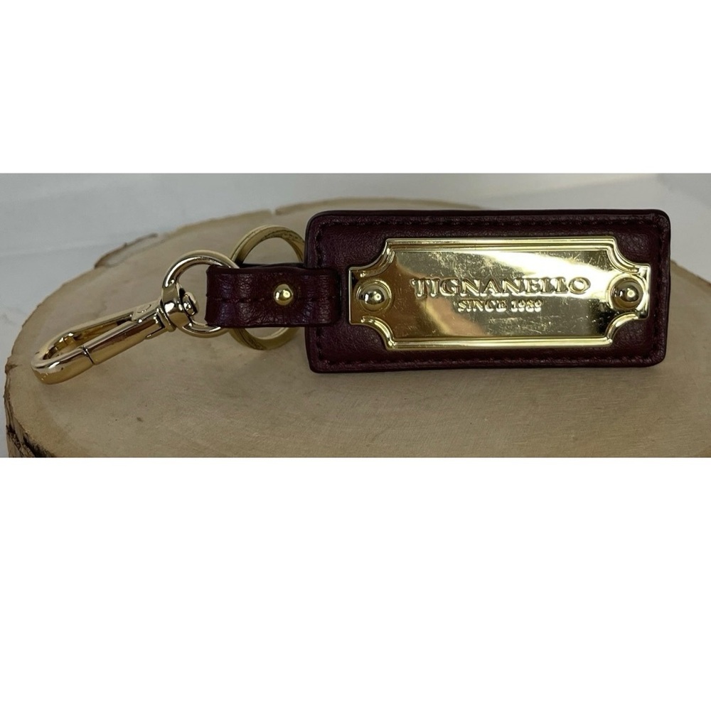 Tignanello Leather Keychain with Gold Accents - Picture 2 of 5
